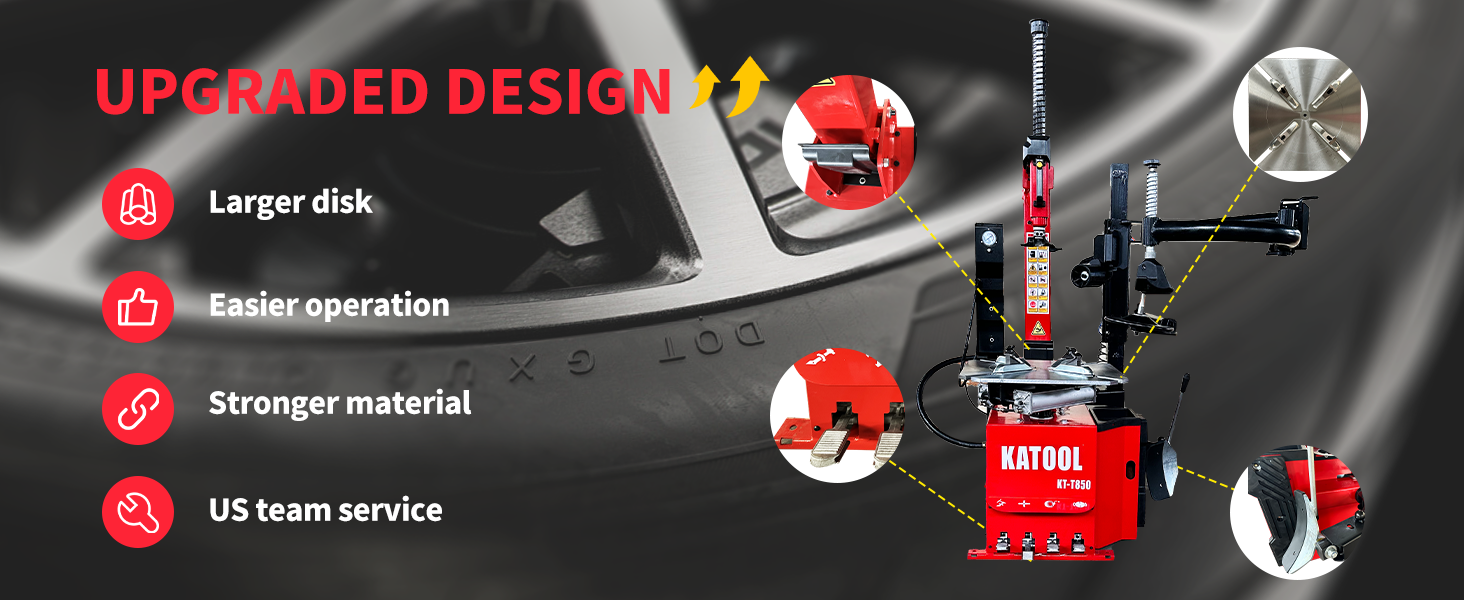 KT-T850 Tilt-Arm Wheel Clamp Tire Changer Machine - Image 13